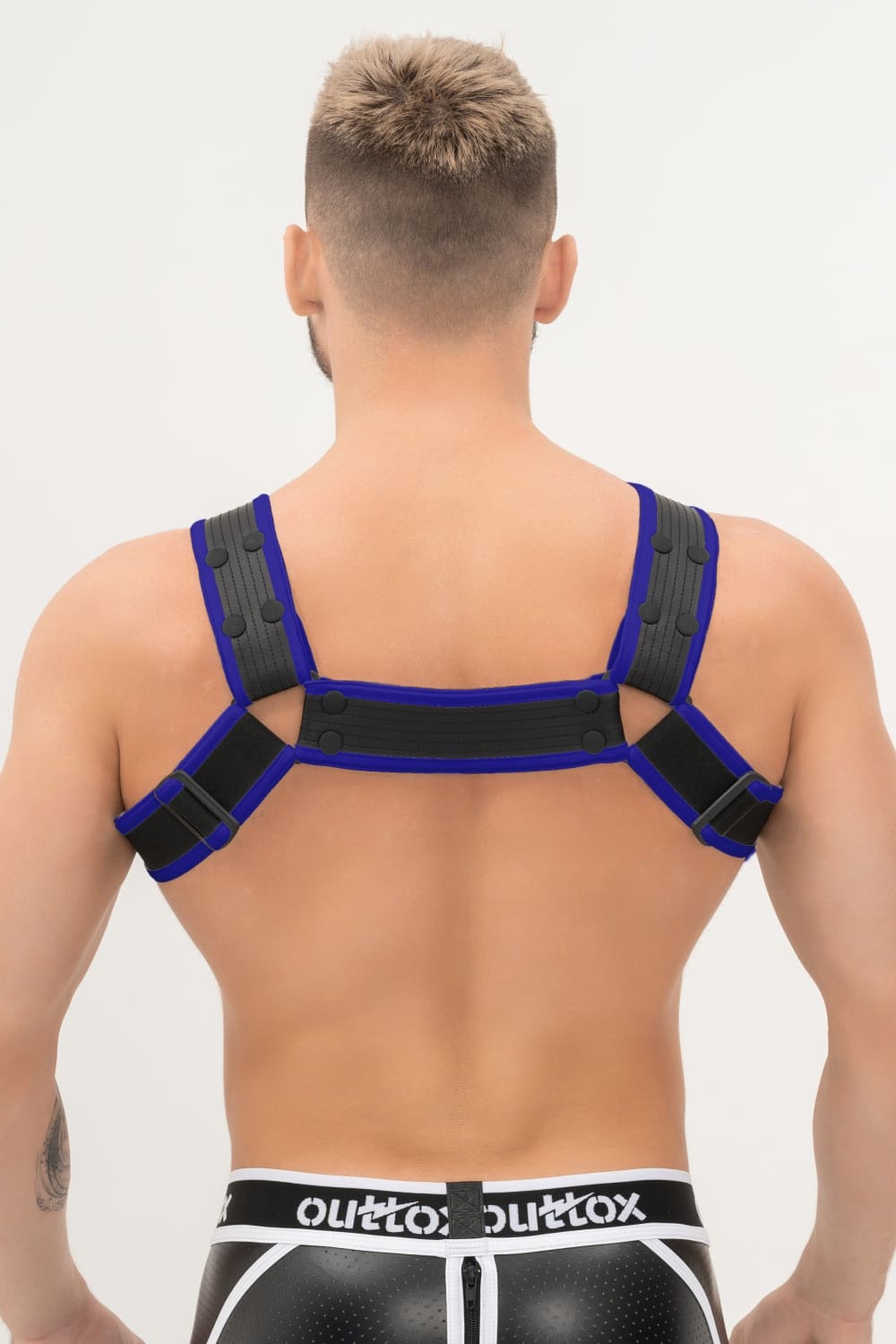 Outtox. Bulldog Harness with Snaps. Black+Blue 'Royal'