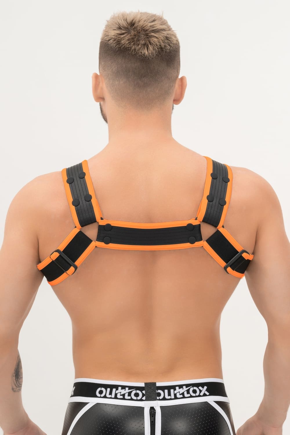 Outtox. Body Harness with Snaps. Black+Orange