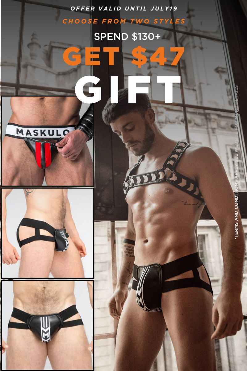 Spend $130 on anything and $47 jock, choose from two styles and three colors, for FREE!