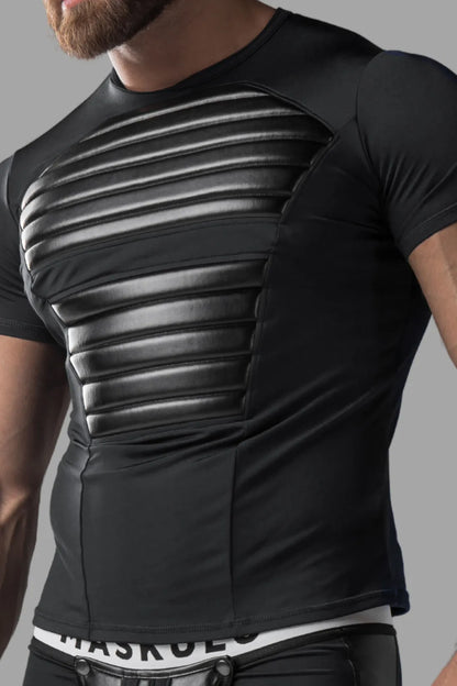 T-shirt pour hommes. Spandex. Coussinets avant. Noir