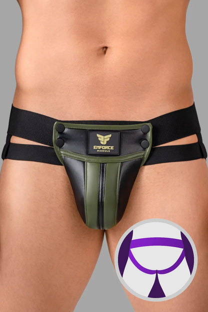 Taille-hoge Codpiece Jock. Zwart