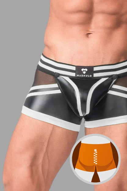 Trunkshort voor heren. Broekklep. Ritssluiting aan de achterkant