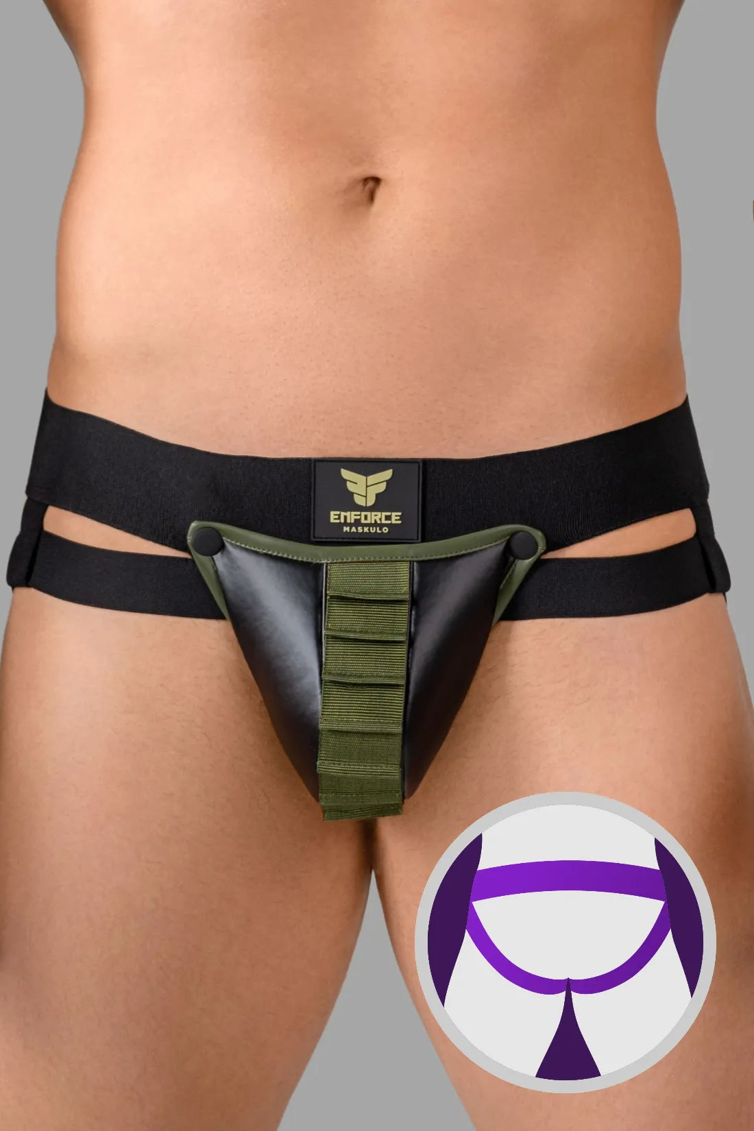 Shot Belt Codpiece Jock. Zwart