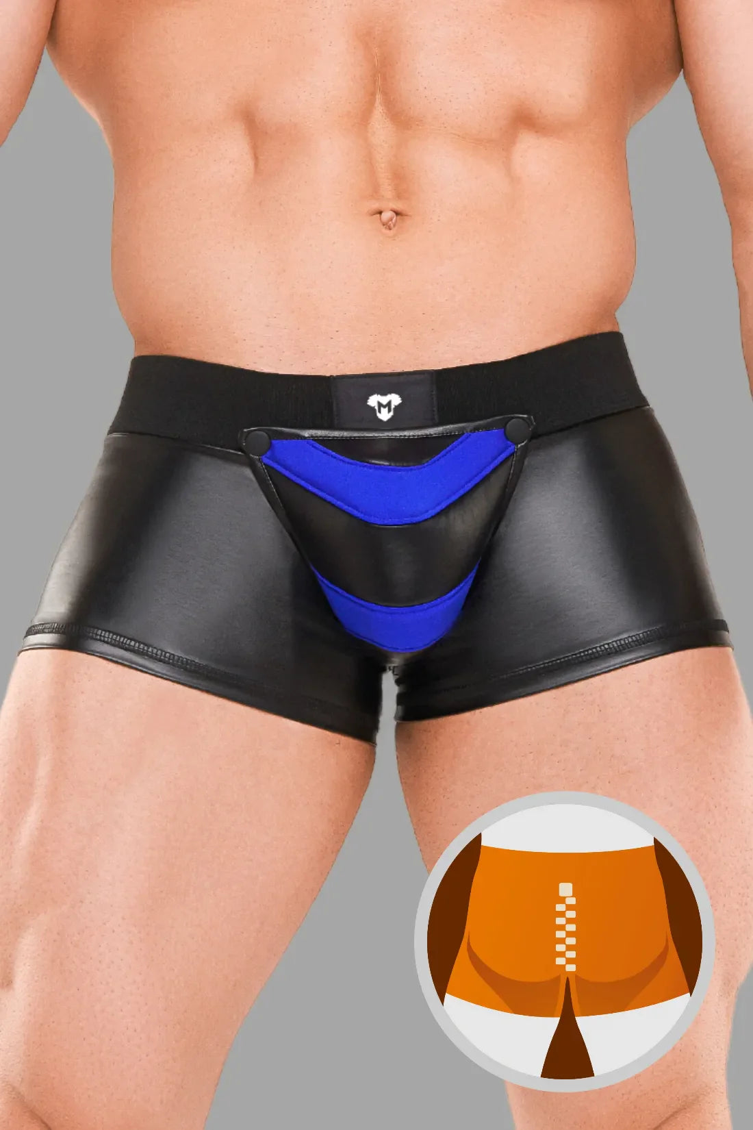 Armored Next. Shorts de tronco masculino. Preto e azul 'Royal'