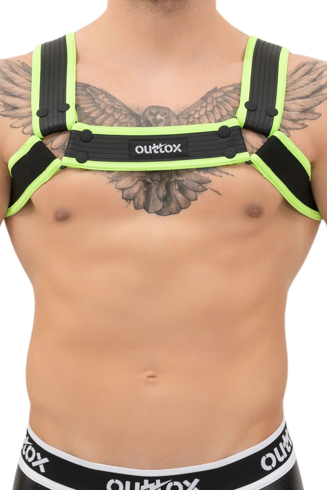 Outtox. Bulldog Harness with Snaps. Black and Green &