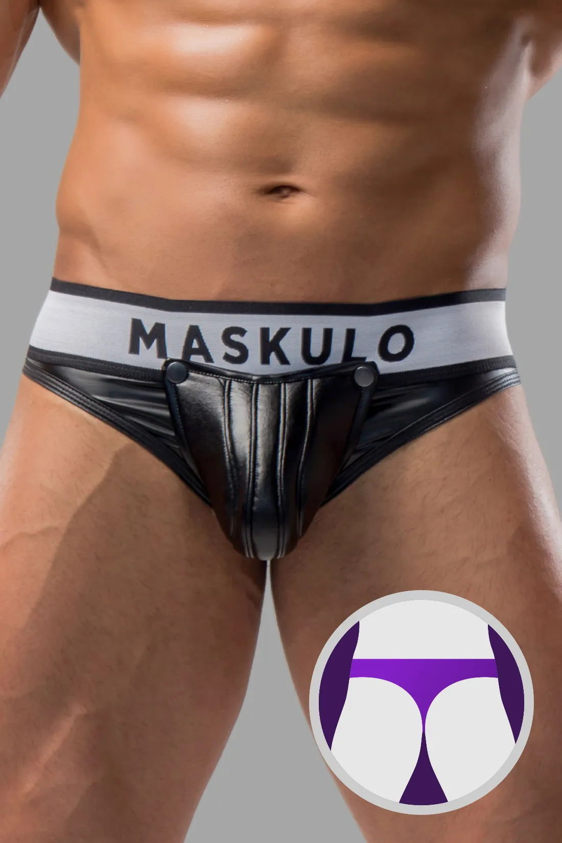 Tangas para hombre. Bragueta desmontable. Negro