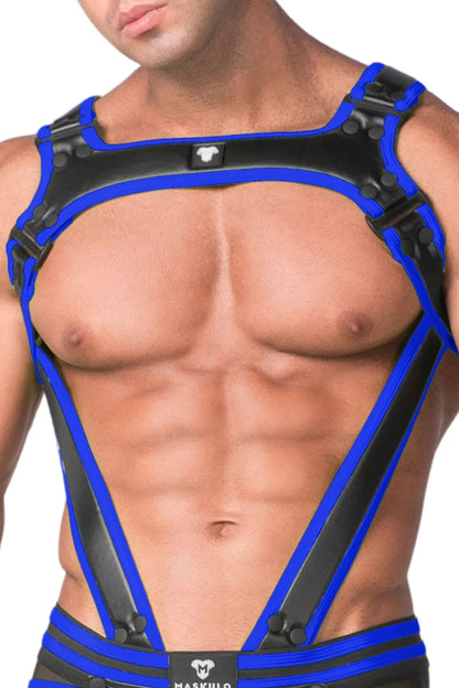 Bodyharnas voor heren. Zwart+Blauw &