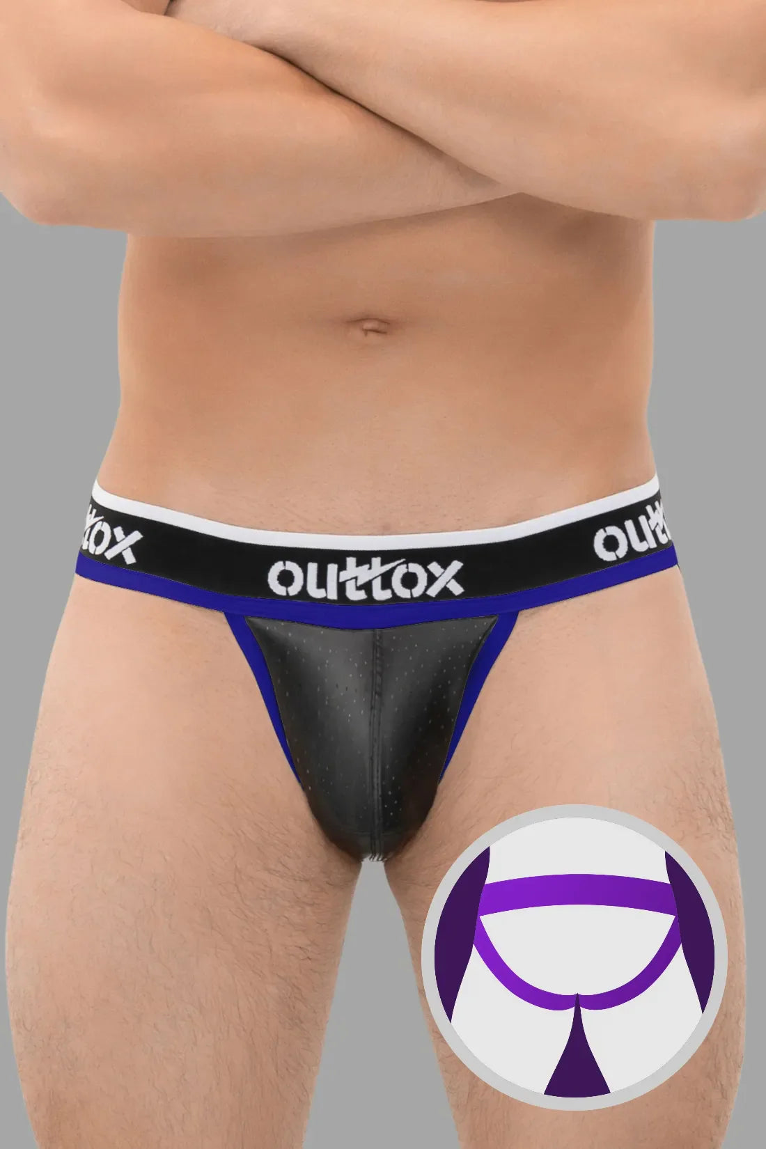 Outtox. Jock con bragueta a presión. Negro y azul 'Royal'