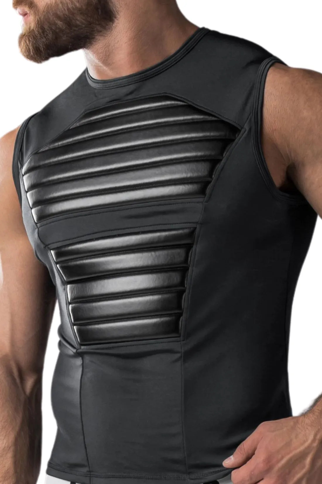 Armored. Regata masculina. Spandex. Almofadas frontais. Preto