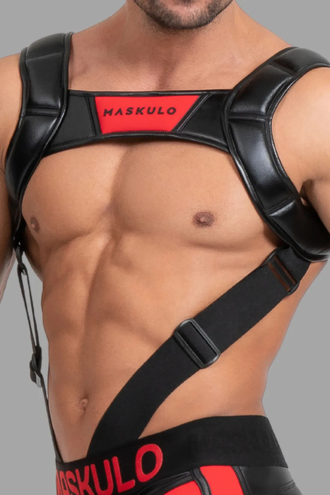 Body Harness with Push-up Effect. Black & Red