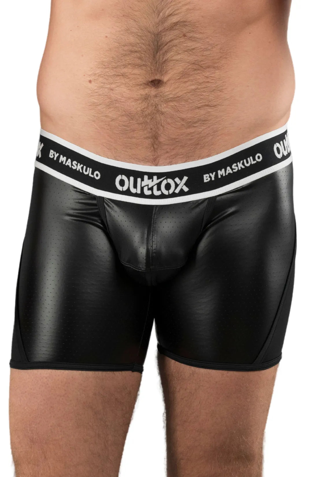 Outtox. Gewickelte Shorts mit Druckknopfverschluss. Schwarz