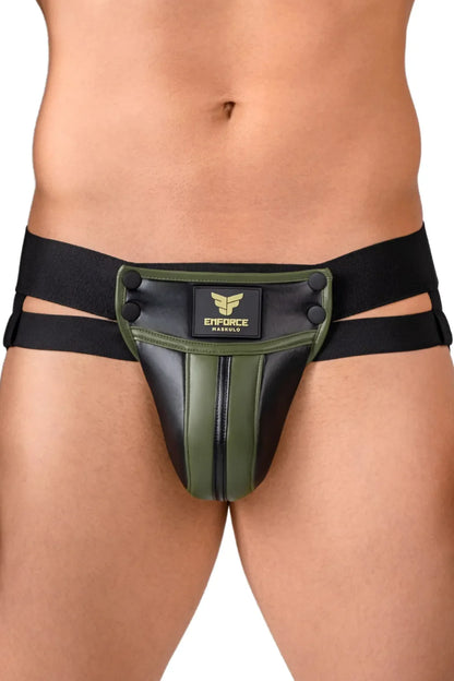 Taille-hoge Codpiece Jock. Zwart