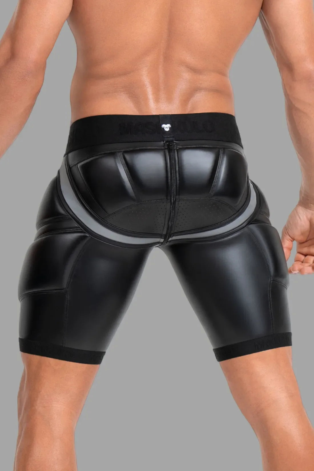 Shorts de Ciclismo 'Big Bulge'. Preto e Cinza 'Luz Refletiva'