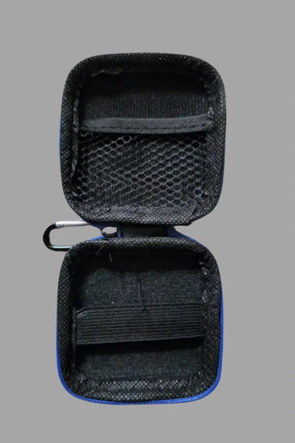 Jax Wanderlust. Mini Zip-Case with Carabiner. Black + Royal Blue