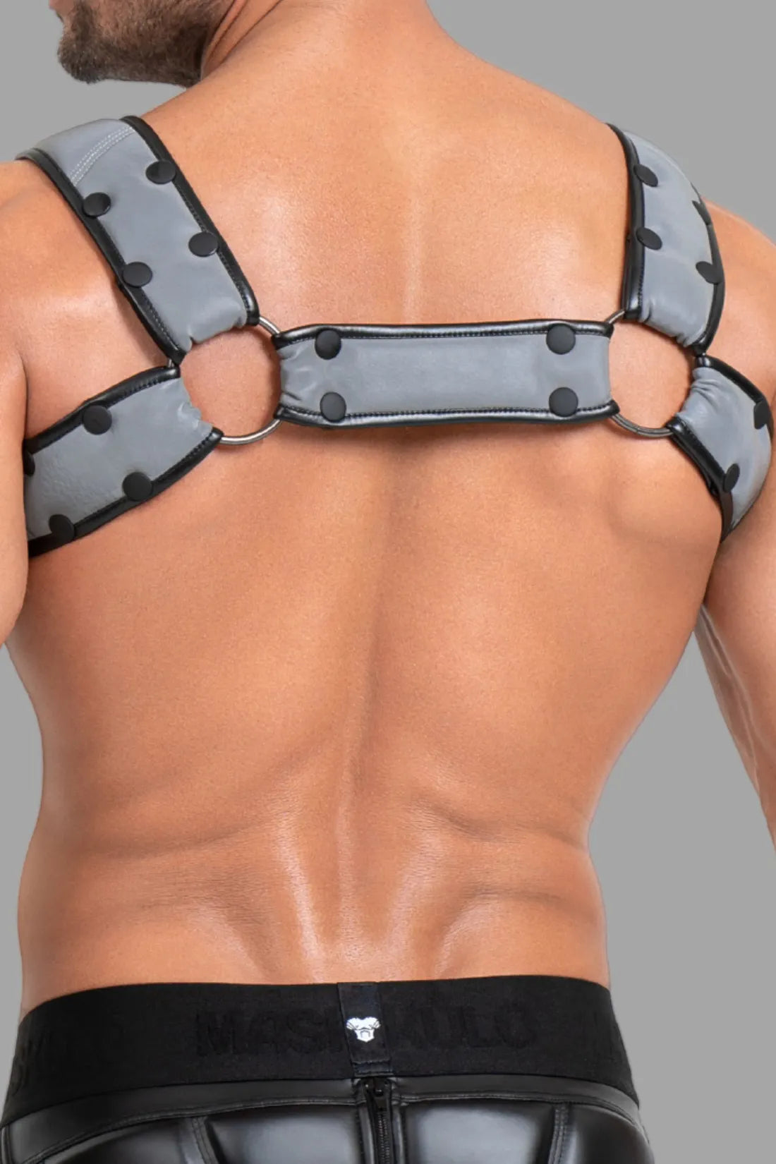 Body Harness with Push-up Effect. Black & Grey 'Reflective Light'