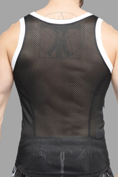 Skulla. Mesh-tanktop. Zwart+Wit