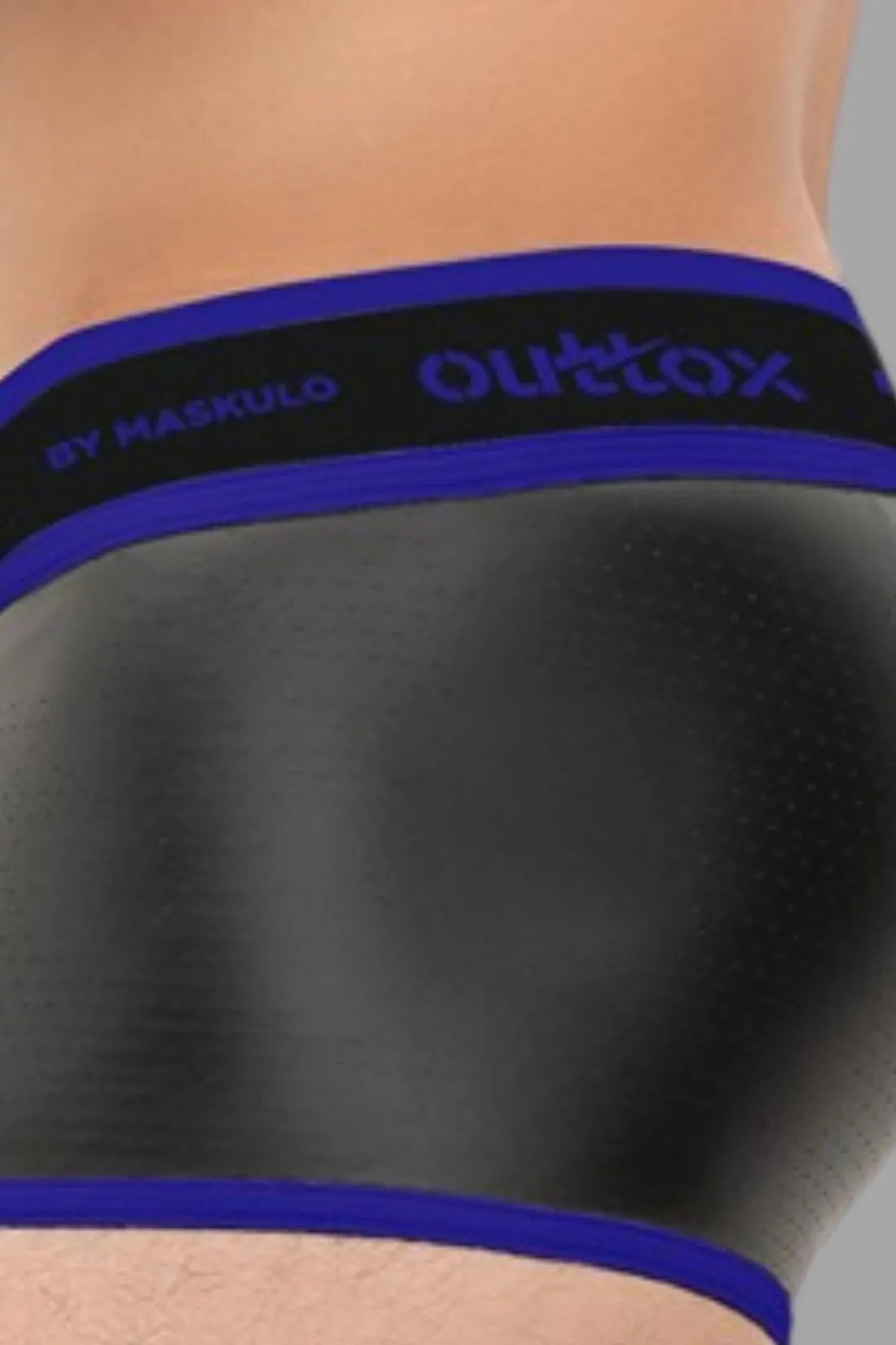 Outtox. Wrapped Rear Trunk Shorts with Snap Codpiece. Blue