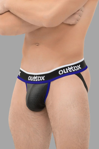 Jock con bragueta Snap. Negro+Azul &