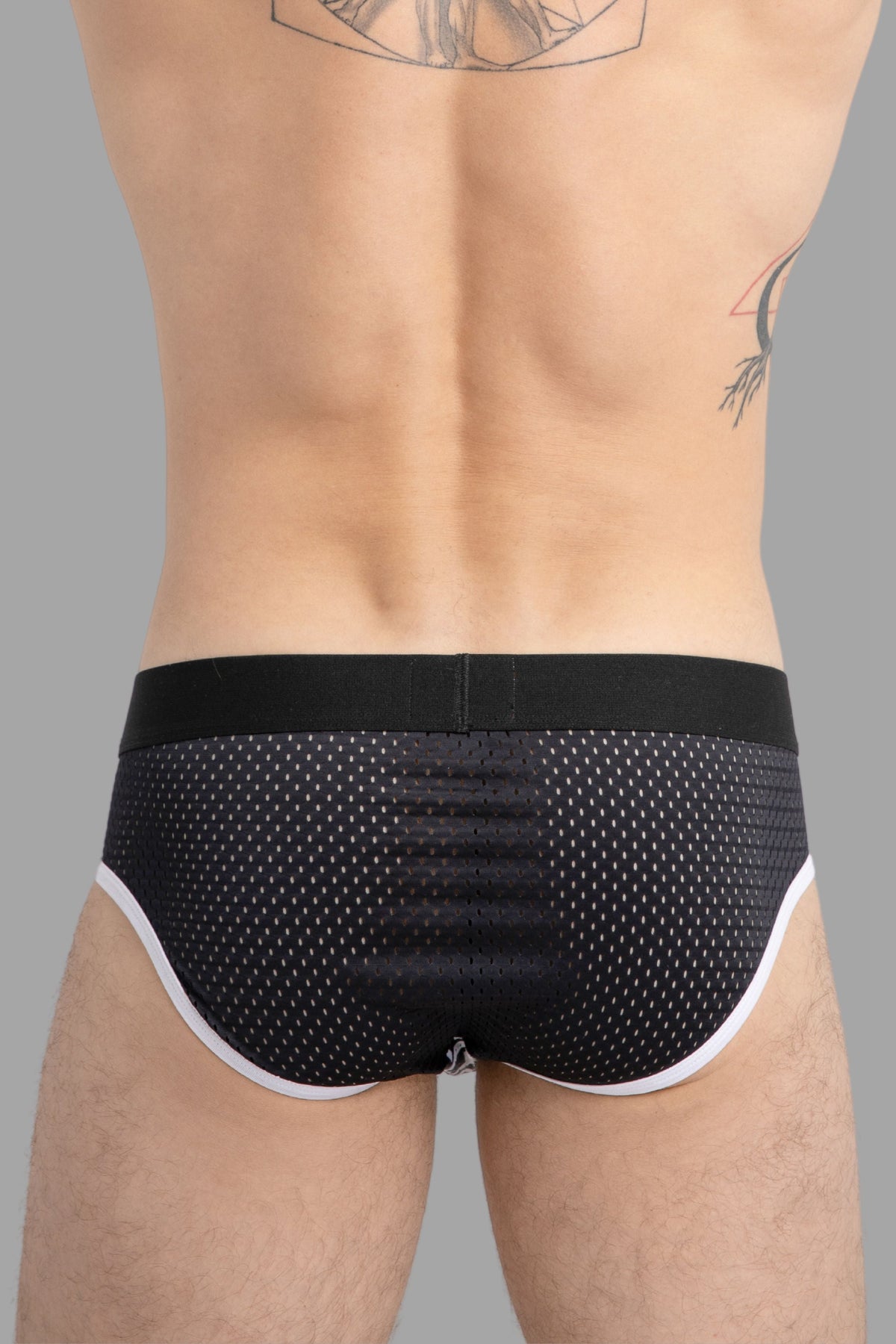 Printed Mesh Briefs. Black & White