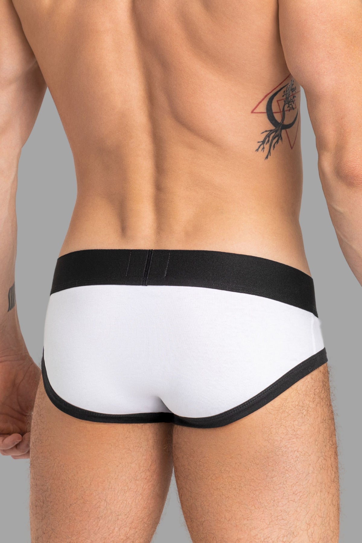 CAPTAIN-A Briefs com O-Inside-POUCH. Branco e Preto