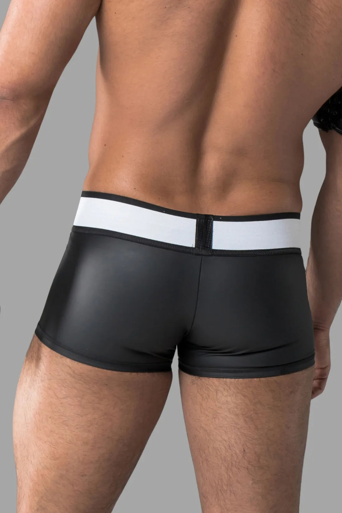 Armored. Rubber Look Trunk Shorts. Detachable Pouch. Black