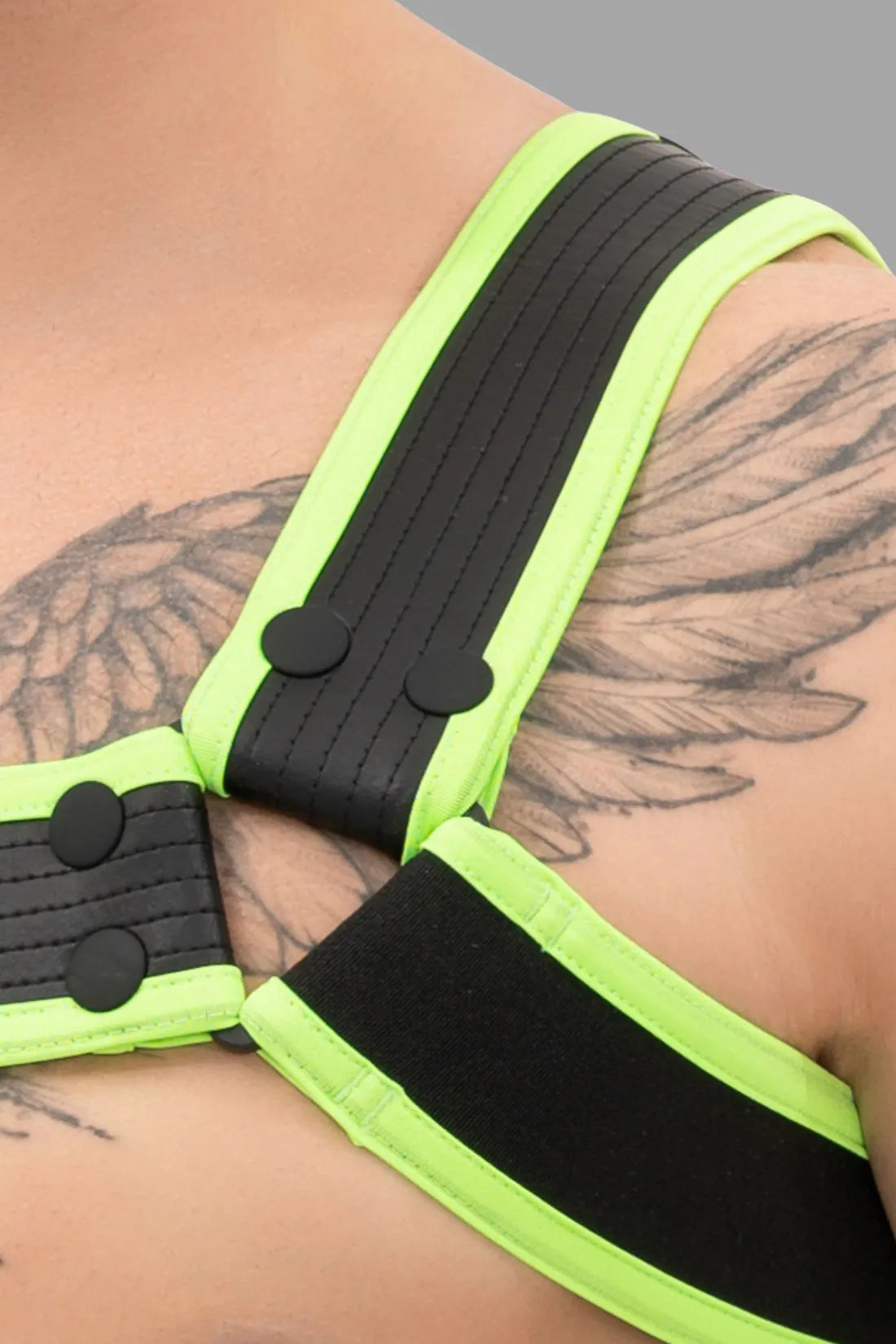 Outtox. Bulldog Harness with Snaps. Black and Green &