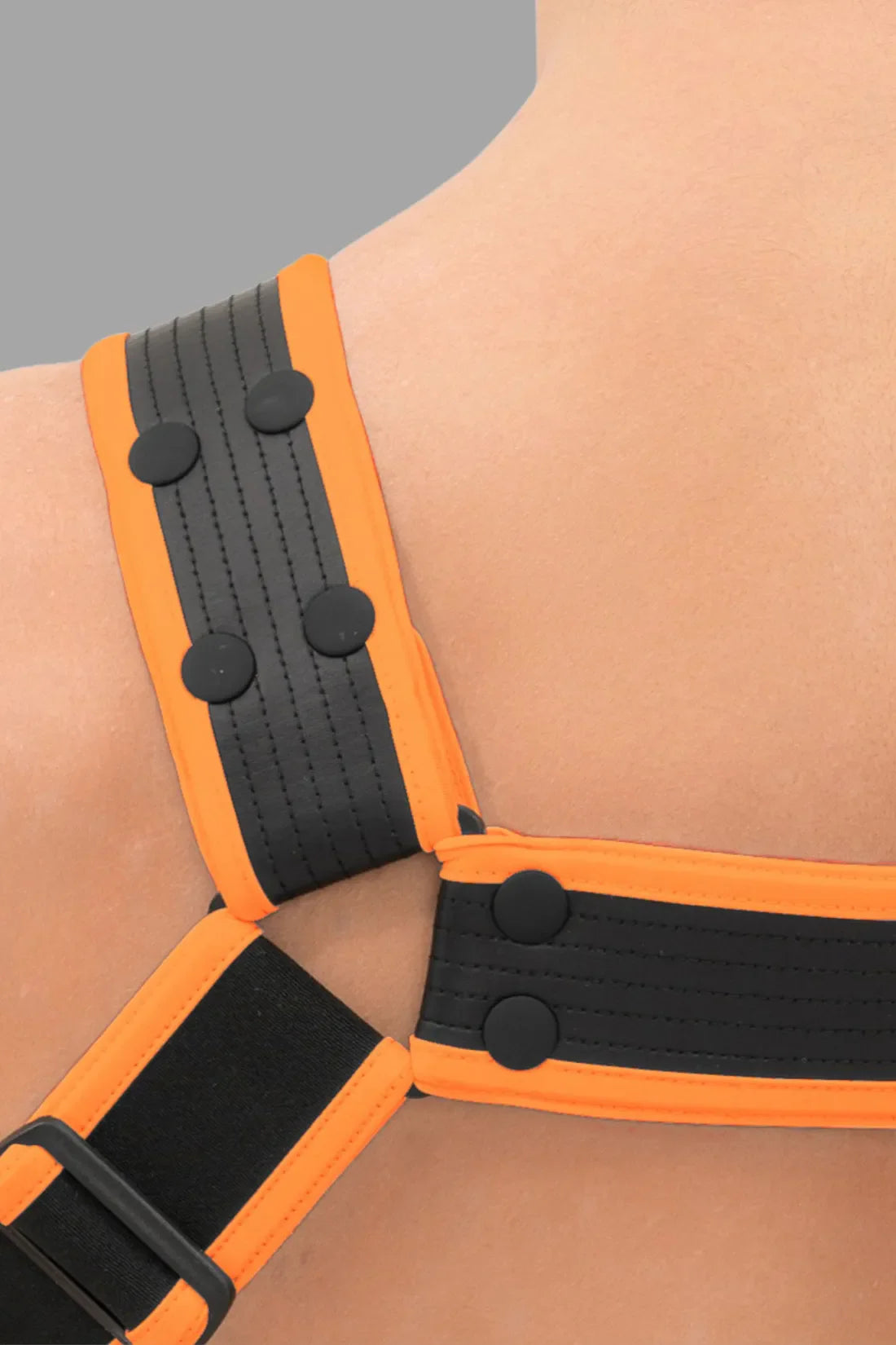 Outtox. Body Harness with Snaps. Black & Orange