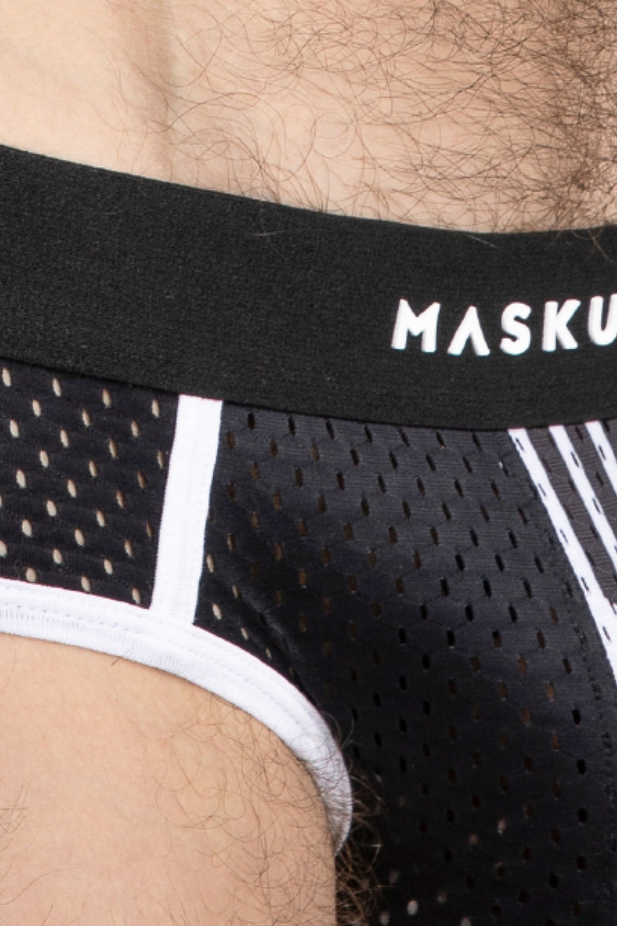 Printed Mesh Briefs. Black & White