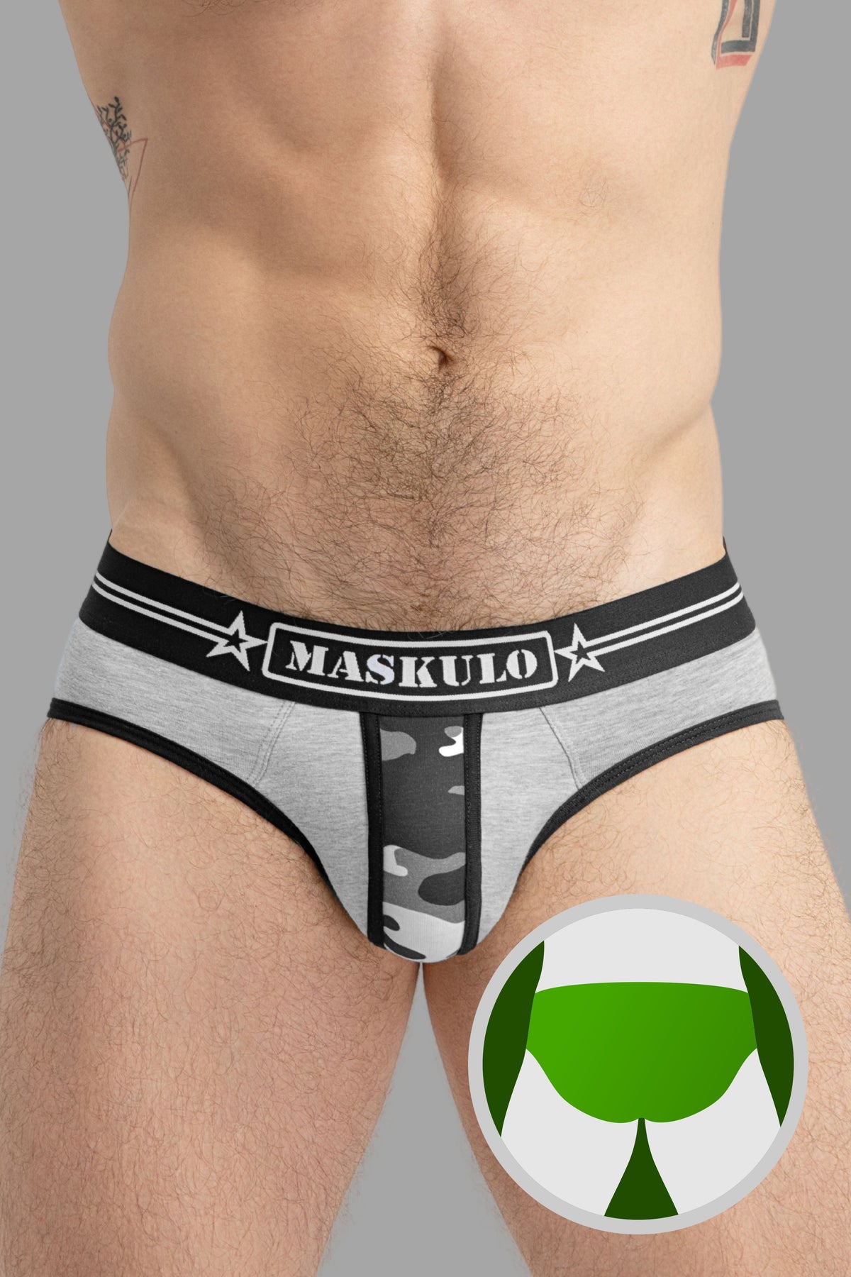 Military Briefs with Lifter. Grey & Black