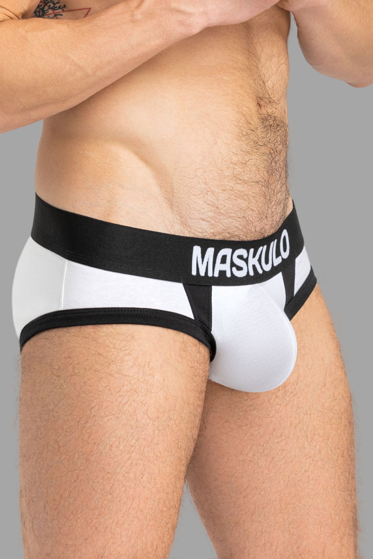 CAPTAIN-A Briefs com O-Inside-POUCH. Branco e Preto