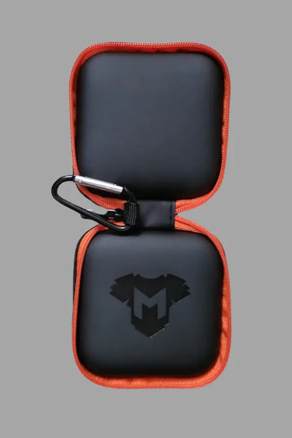 Jax Wanderlust. Mini Zip-Case with Carabiner. Black + Orange