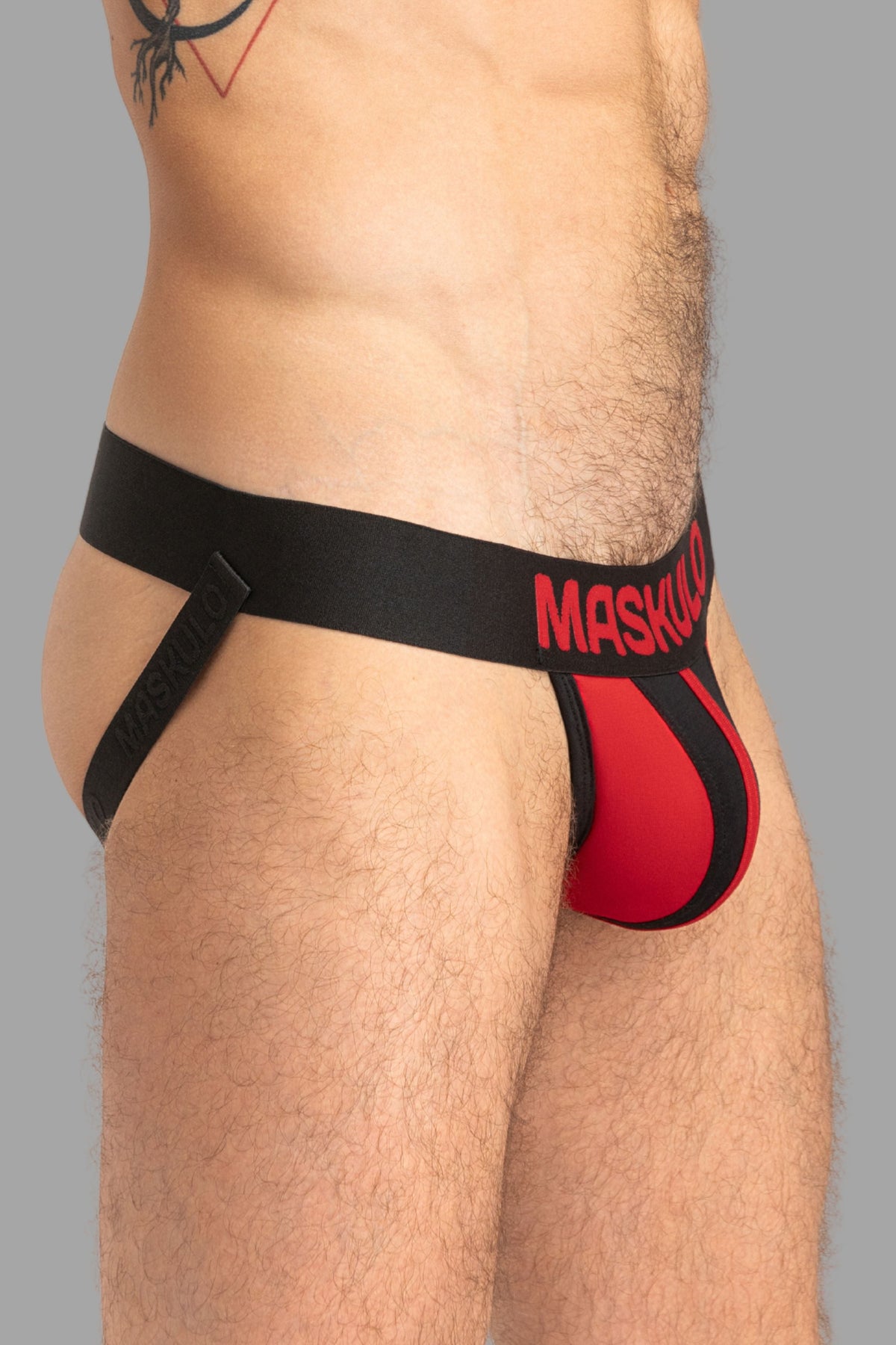 Jock TIGER con POUCH-SNAP. Negro y rojo