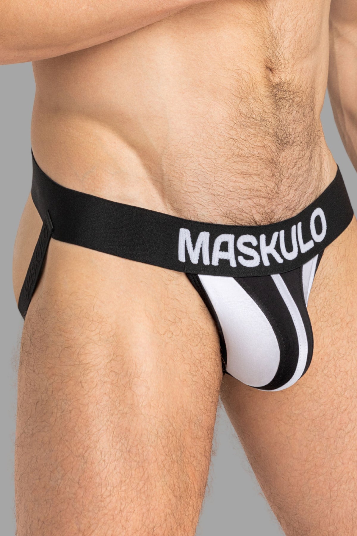 TIGER Jock with POUCH-SNAP. White & Black