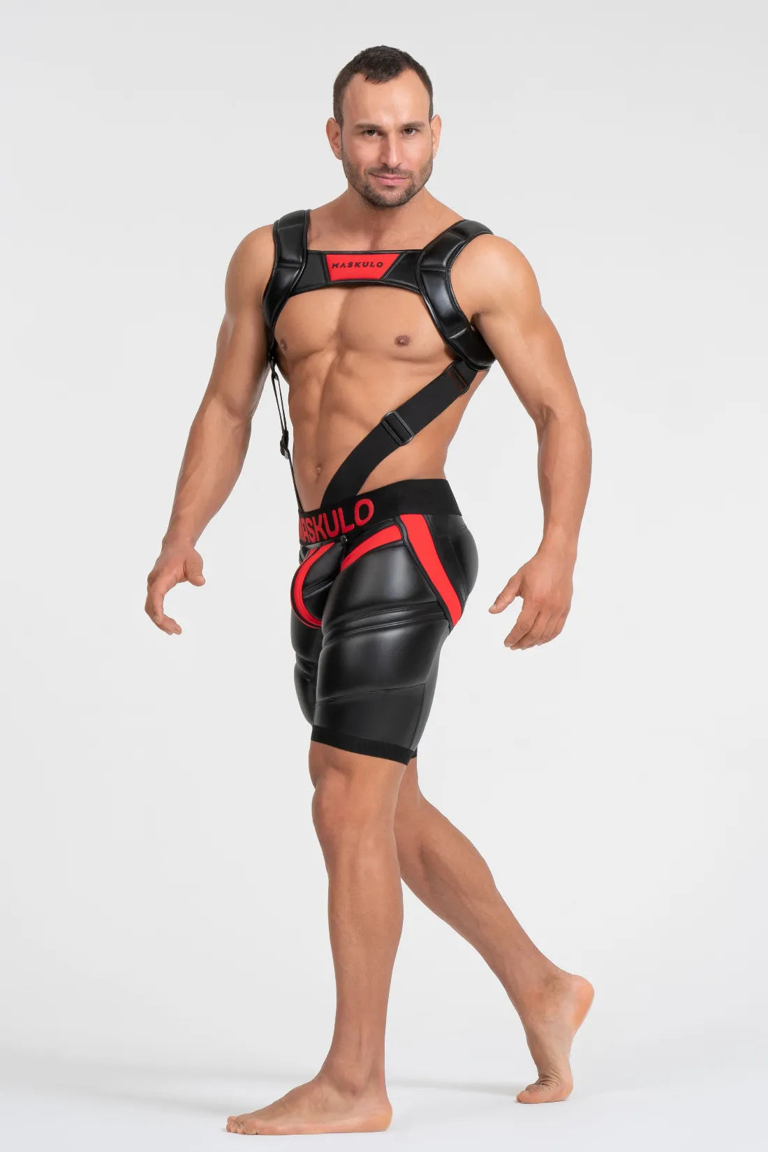 Shorts de Ciclismo 'Big Bulge'. Preto e Vermelho