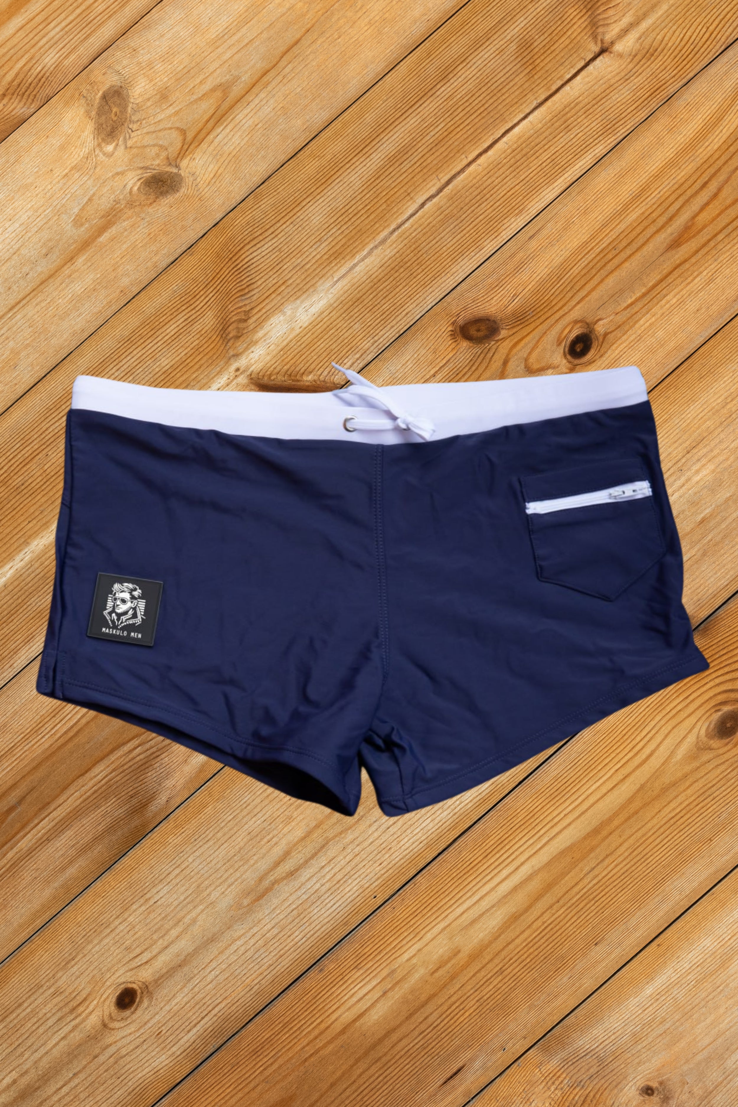 Evan Chase. Club Shorts met Zak. Blauw + Wit