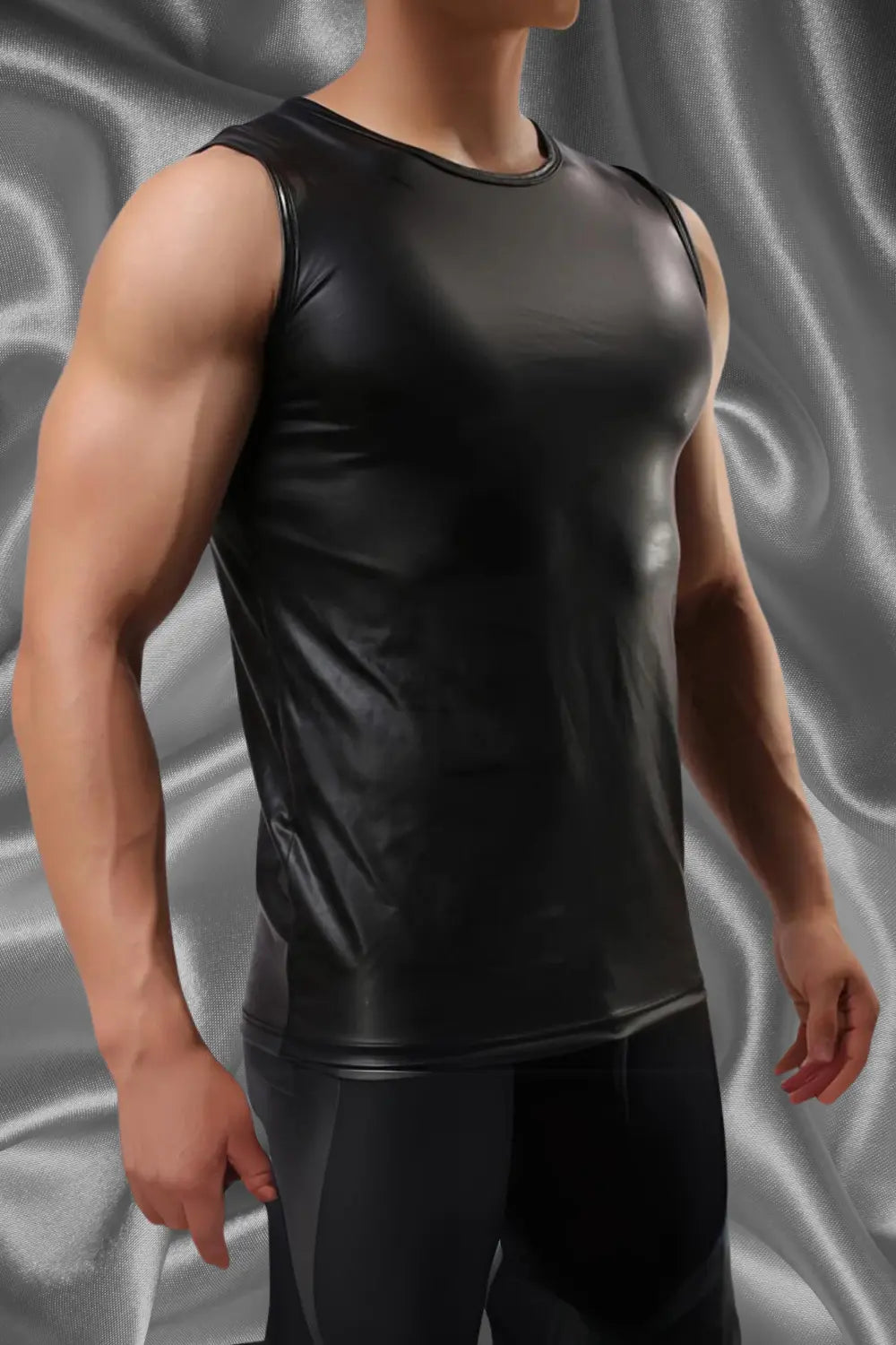 Rod Steelbod Sleeveless Top. Black PU Leather