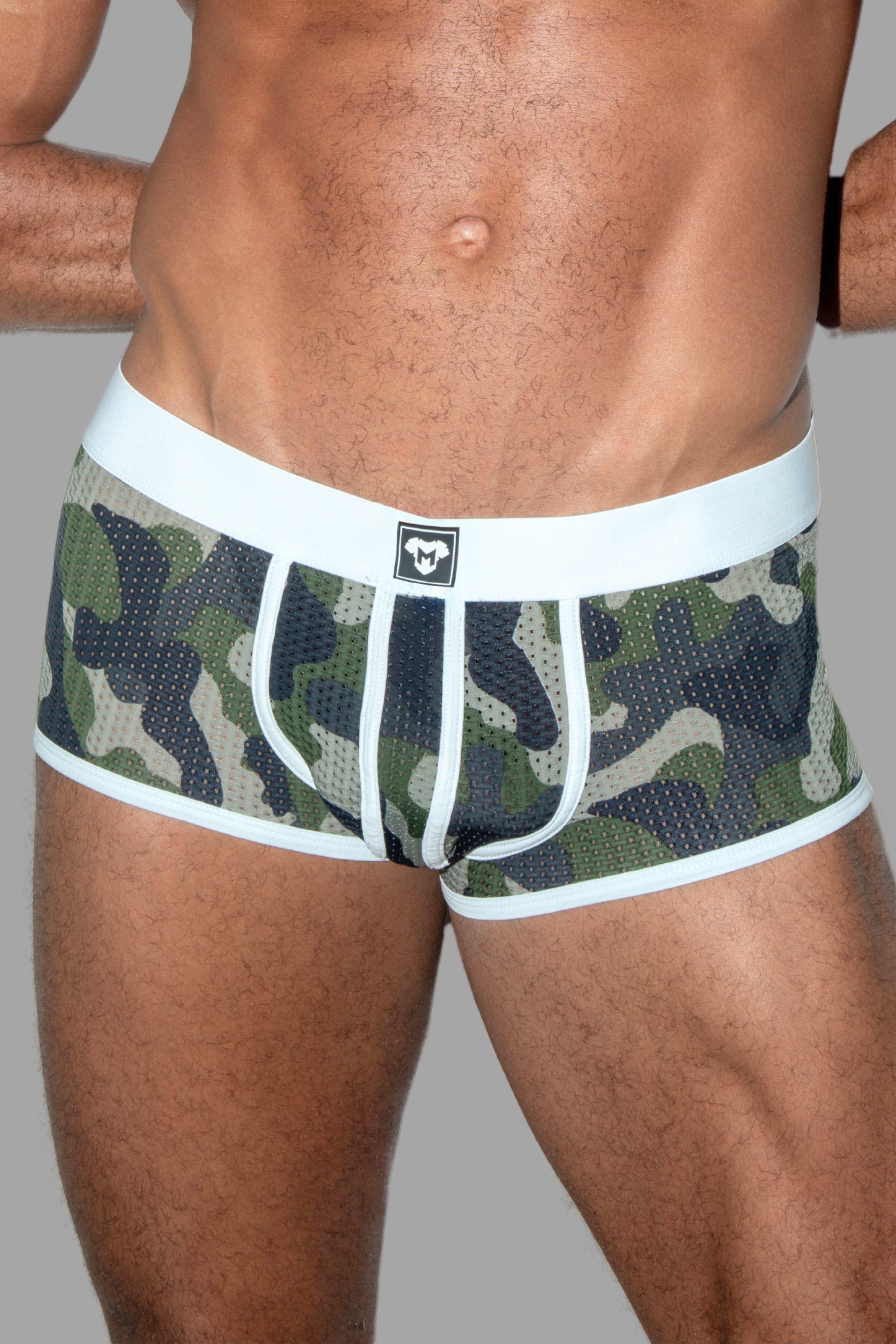 Jim Steelguard Trunks en Maille. Camouflage + Blanc