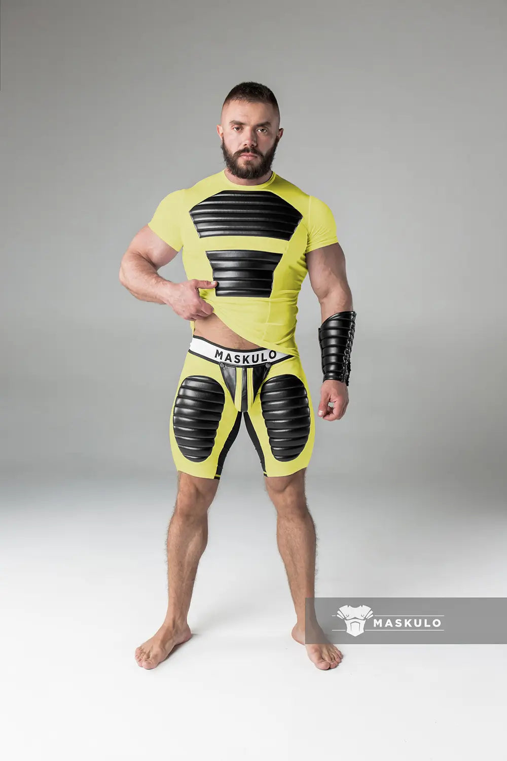Armored. Men's Front Padded Shorts. Zip-Rear. Pouch. Yellow