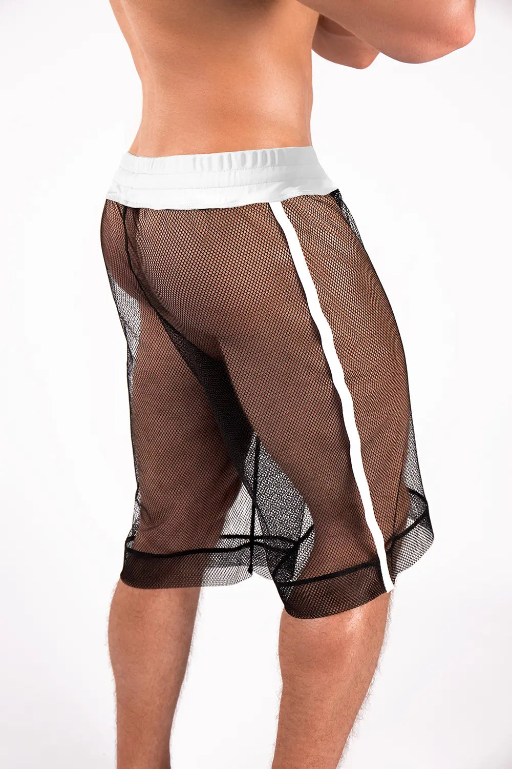 Youngero. Knee-Length Shorts. Regular Rear. White Neon