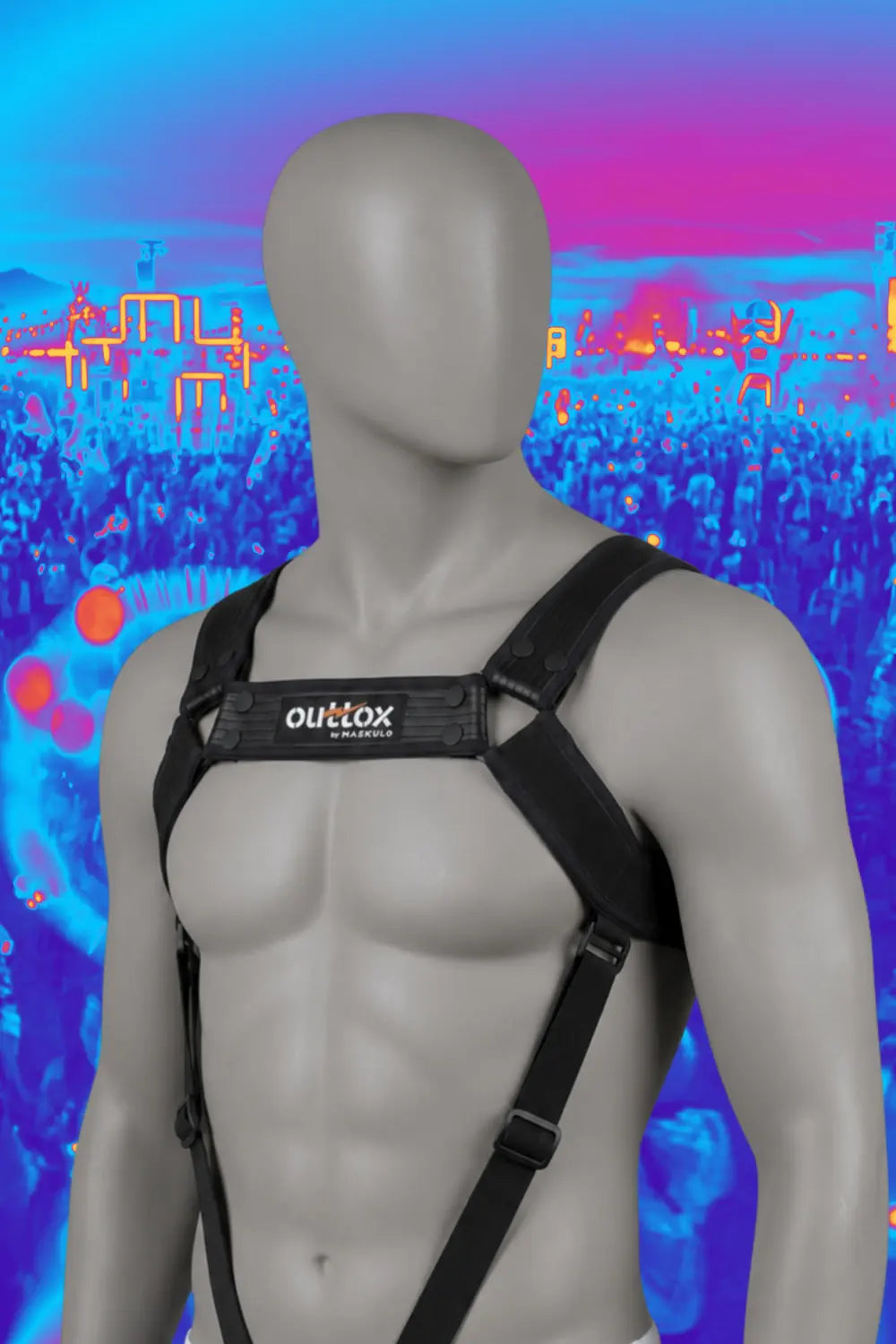 Outtox por Maskulo. Arnês de corpo com fechos. Preto