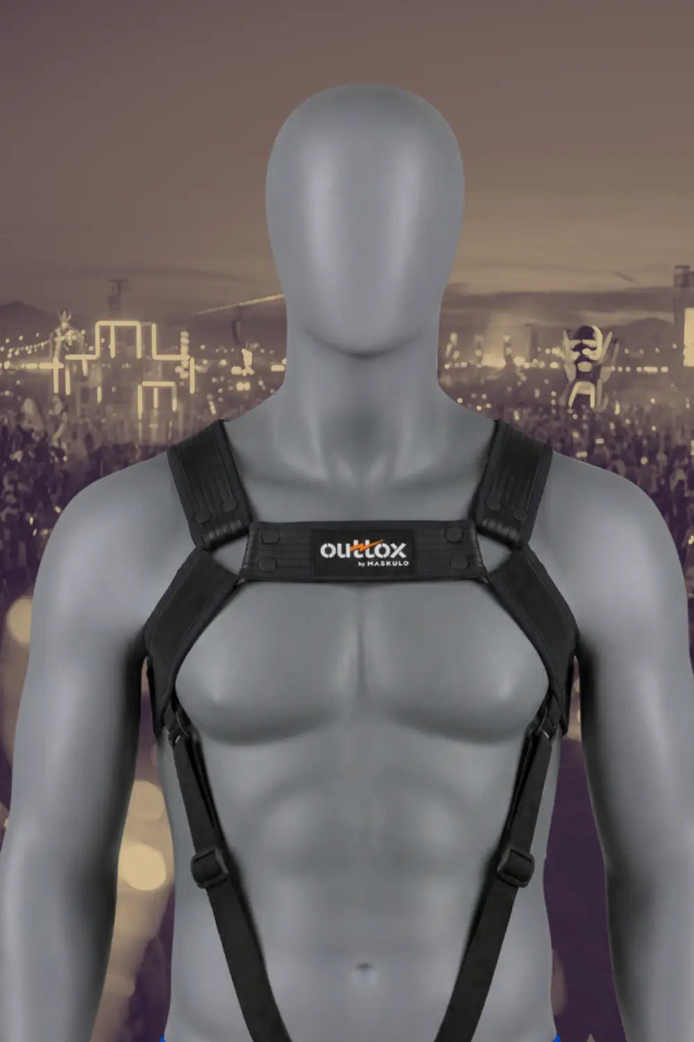 Outtox por Maskulo. Arnês de corpo com fechos. Preto