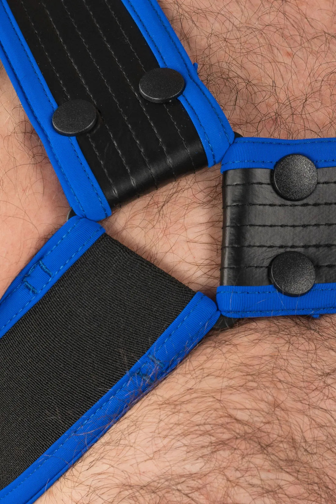 Outtox. Body Harness with Snaps. Black & Blue