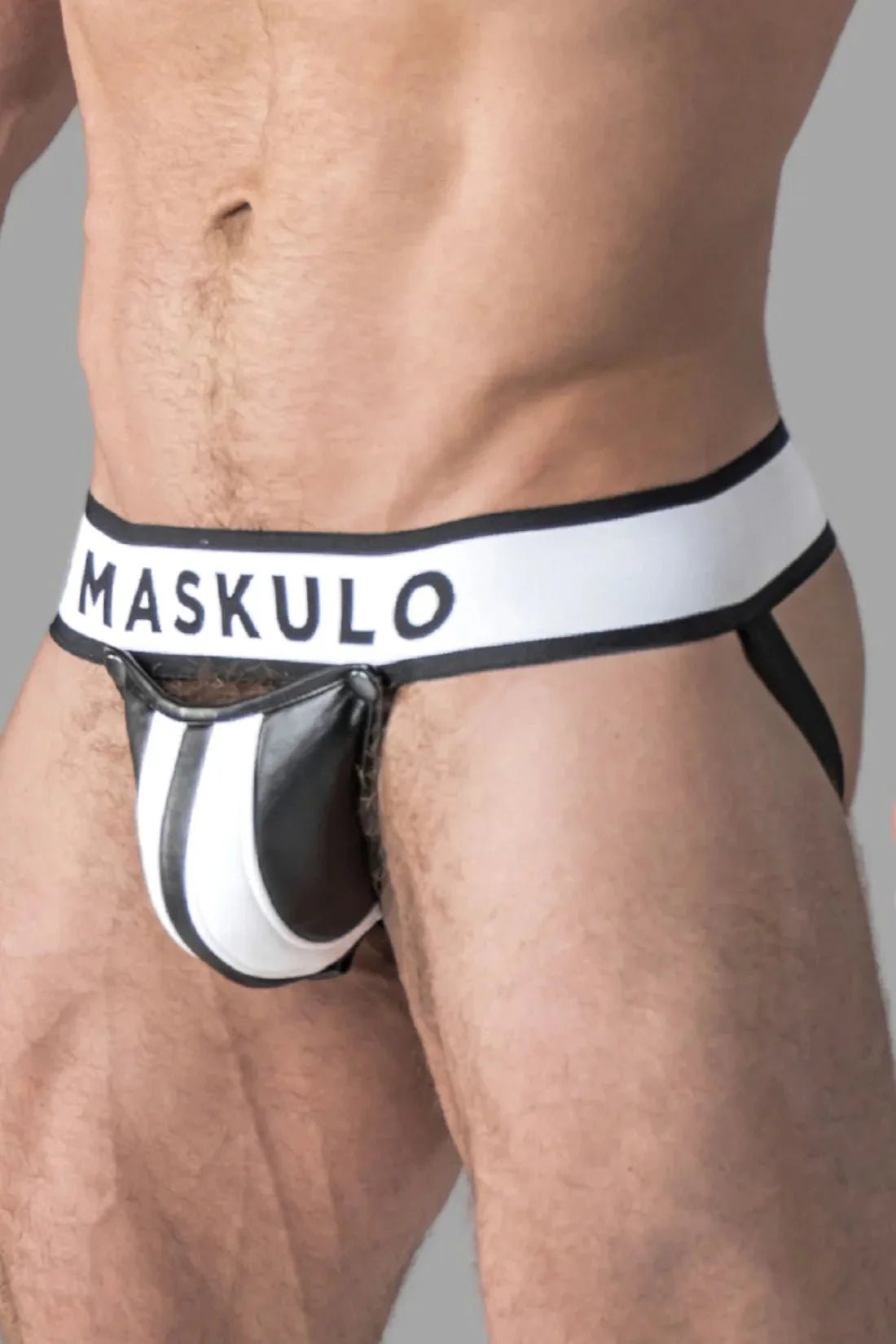 Armored. Men's Jock. Detachable Codpiece. White and Black - MJS120-Y1 - Maskulo US NY FL