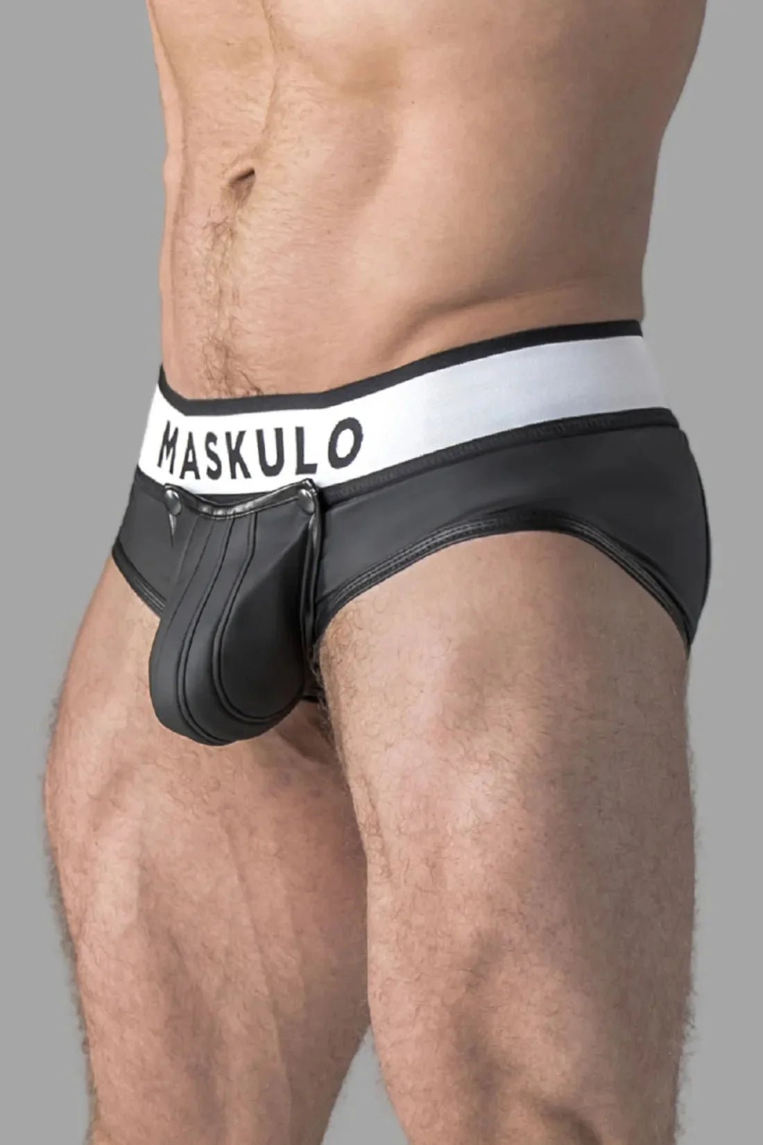 Armored. Rubber look Briefs. Detachable Pouch. Black - MBR108-Y1 - Maskulo US NY FL