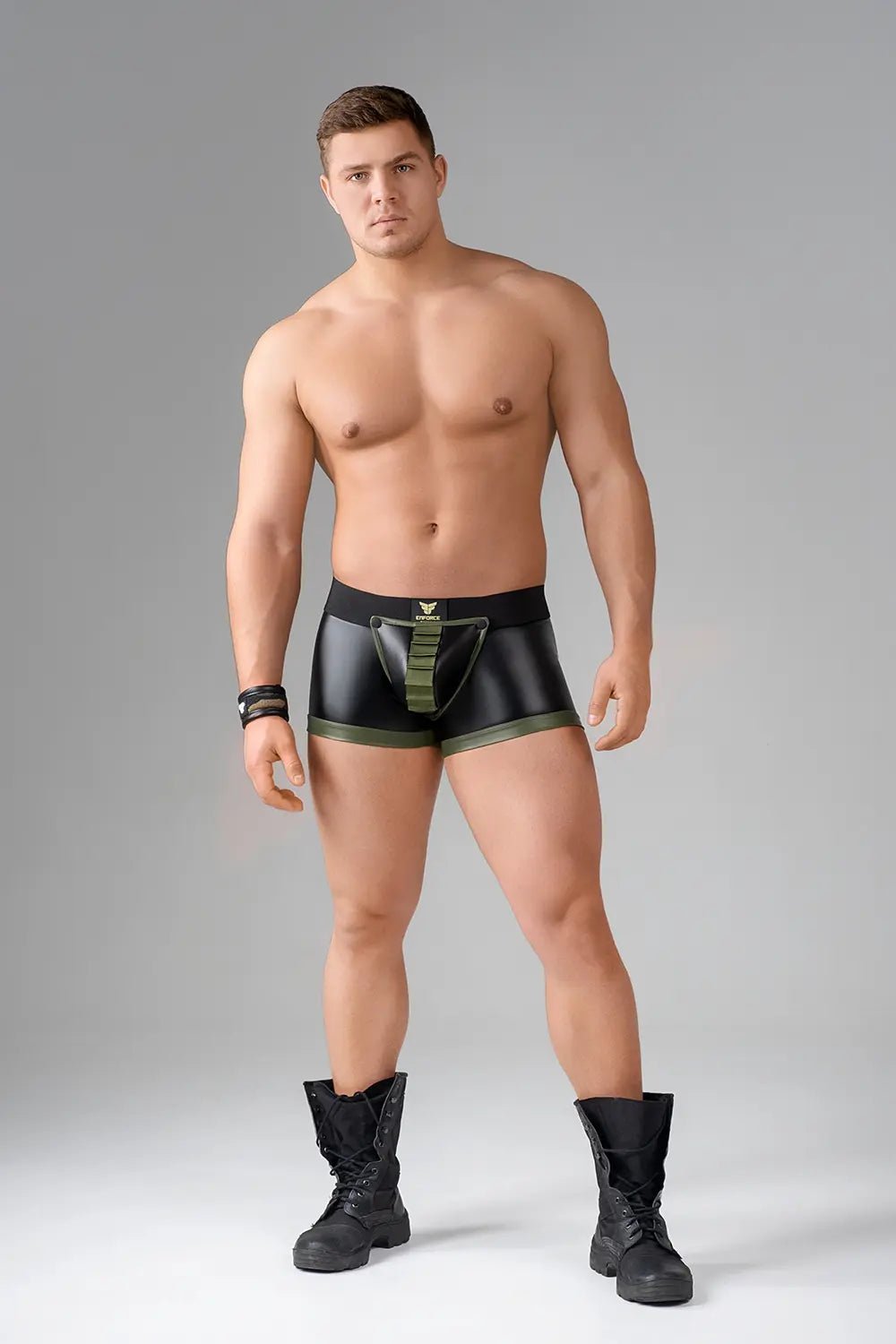 EnForce. Shot Belt Codpiece Trunk shorts. Open Rear - MTR144-Y1 - Maskulo US NY FL