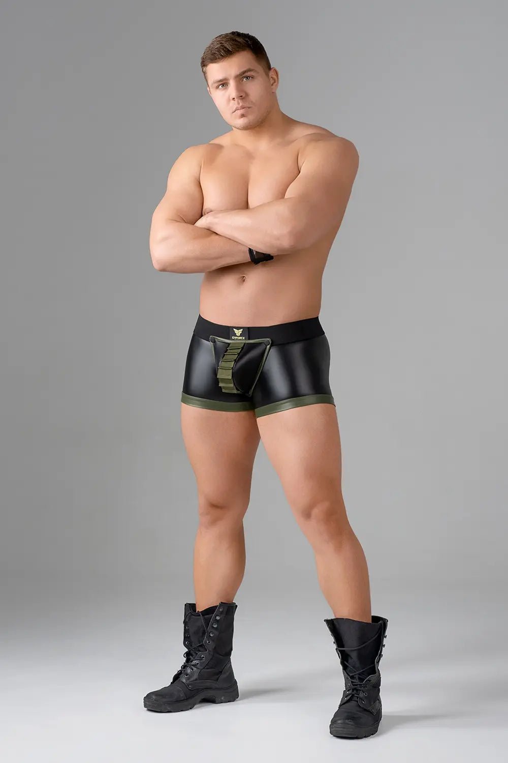 EnForce. Shot Belt Codpiece Trunk shorts. Open Rear - MTR144-Y1 - Maskulo US NY FL