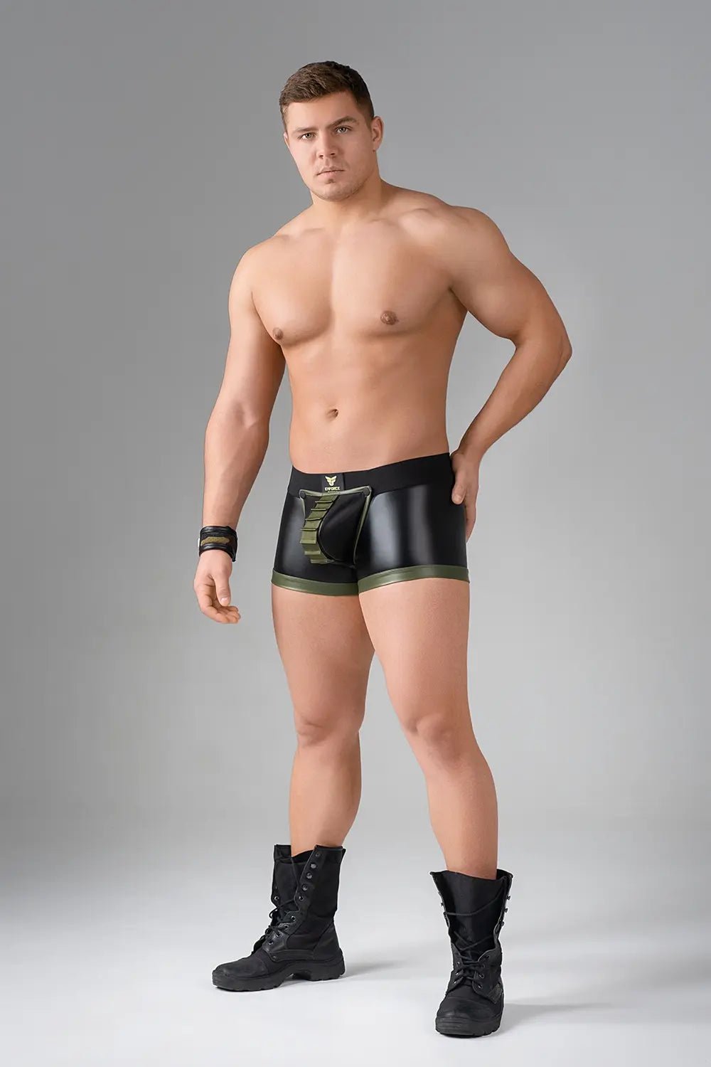 EnForce. Shot Belt Codpiece Trunk shorts. Open Rear - MTR144-Y1 - Maskulo US NY FL