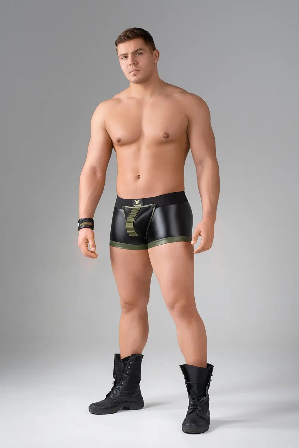 EnForce. Shot Belt Codpiece Trunk shorts. Open Rear - MTR144-Y1 - Maskulo US NY FL