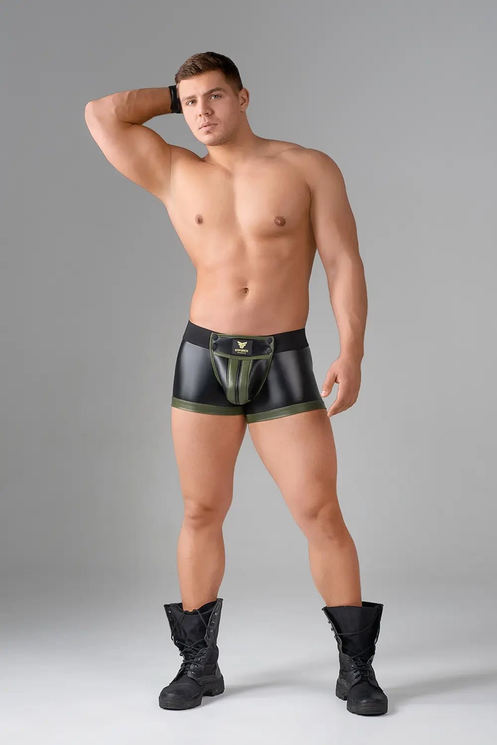 EnForce. Waist - high Codpiece Trunk shorts. Zipped Rear - MTR107-Y1 - Maskulo US NY FL