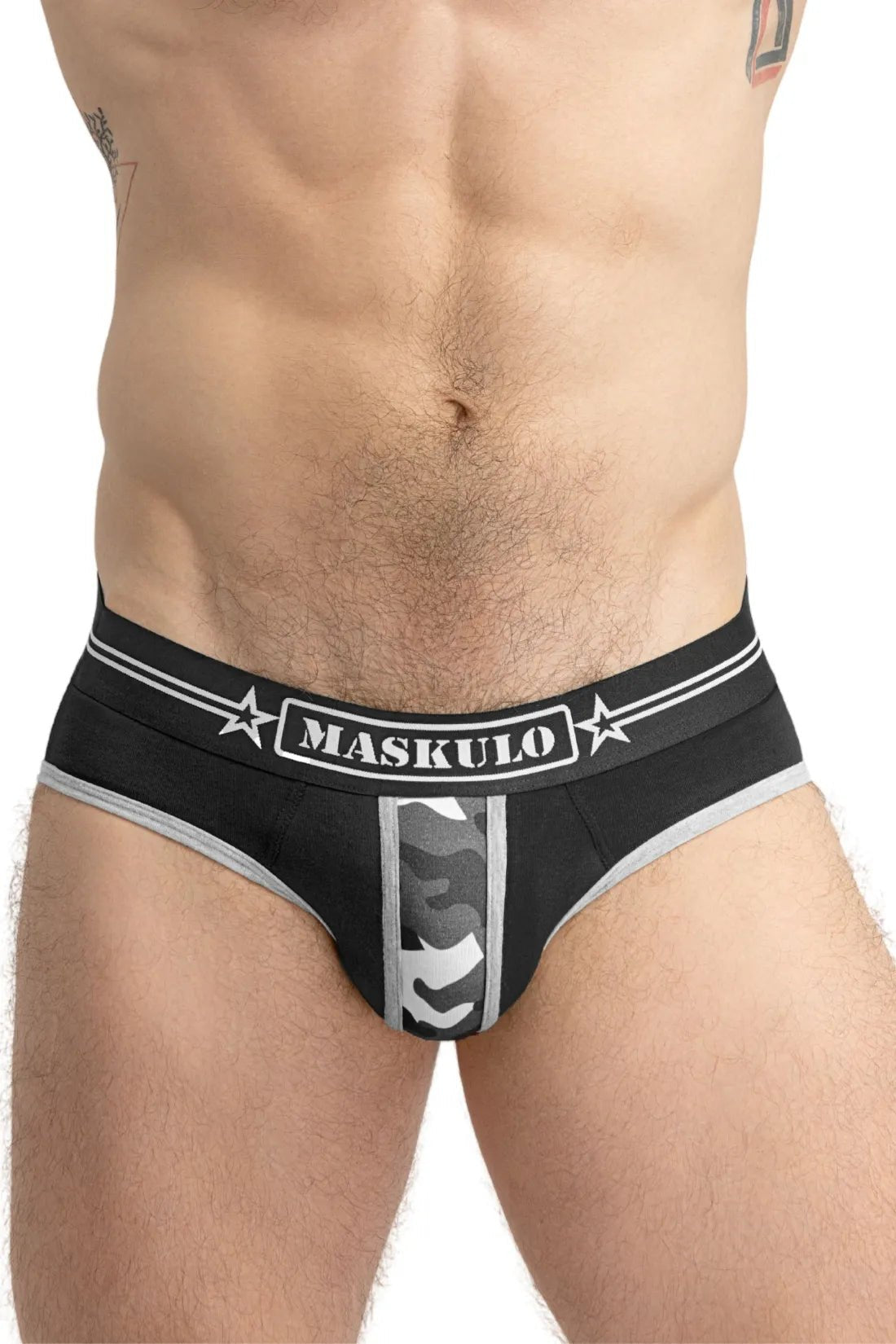 Military Briefs with Lifter. Black and Grey - Maskulo - MBR128 - Y3 - Maskulo Global (EU) Store